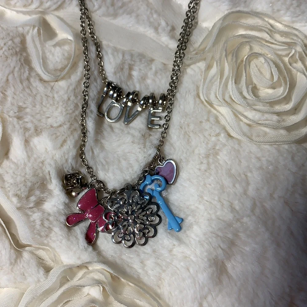Double Layer Silver Fashion Necklace Personalize by Changing Words Kids Jewelry - Picture 4 of 5